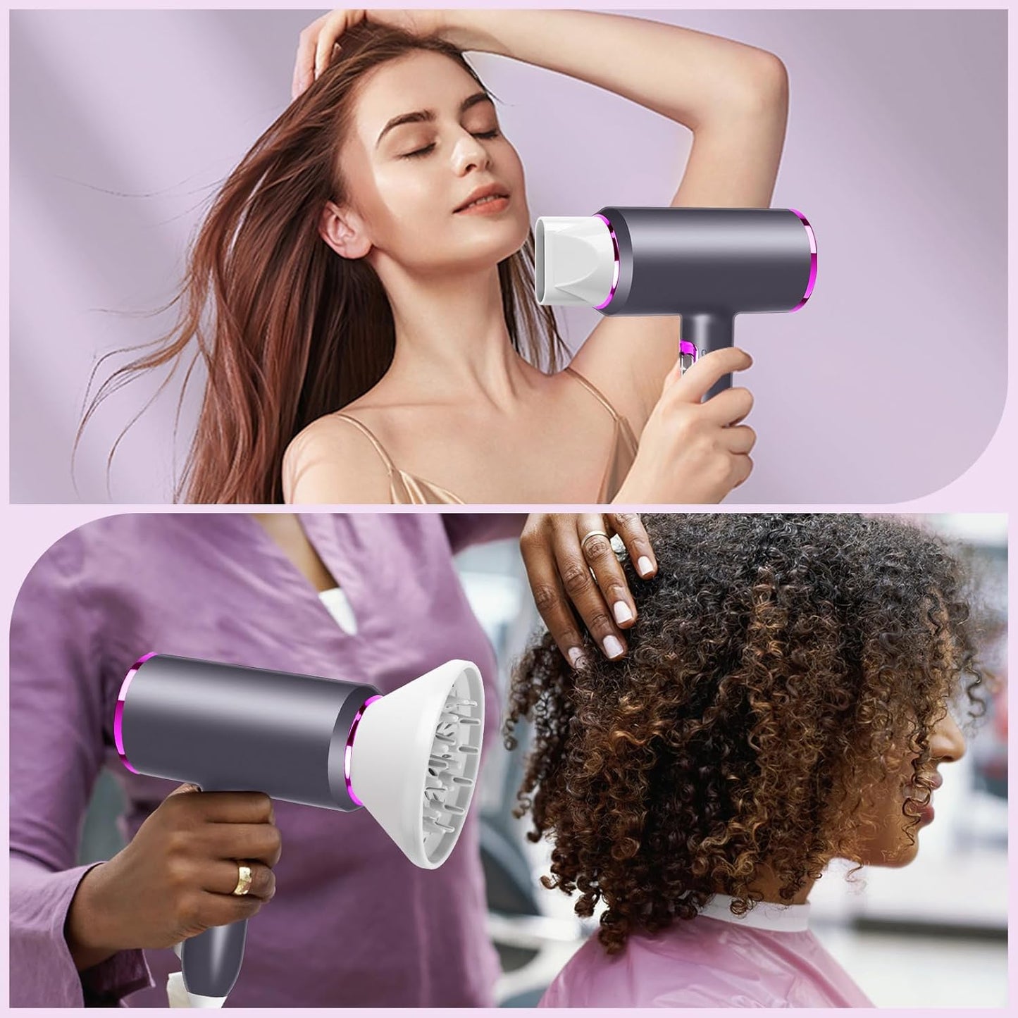 1600W Ion Hair Dryer, 3 Temp/2 Speed, Professional Hair Dryer